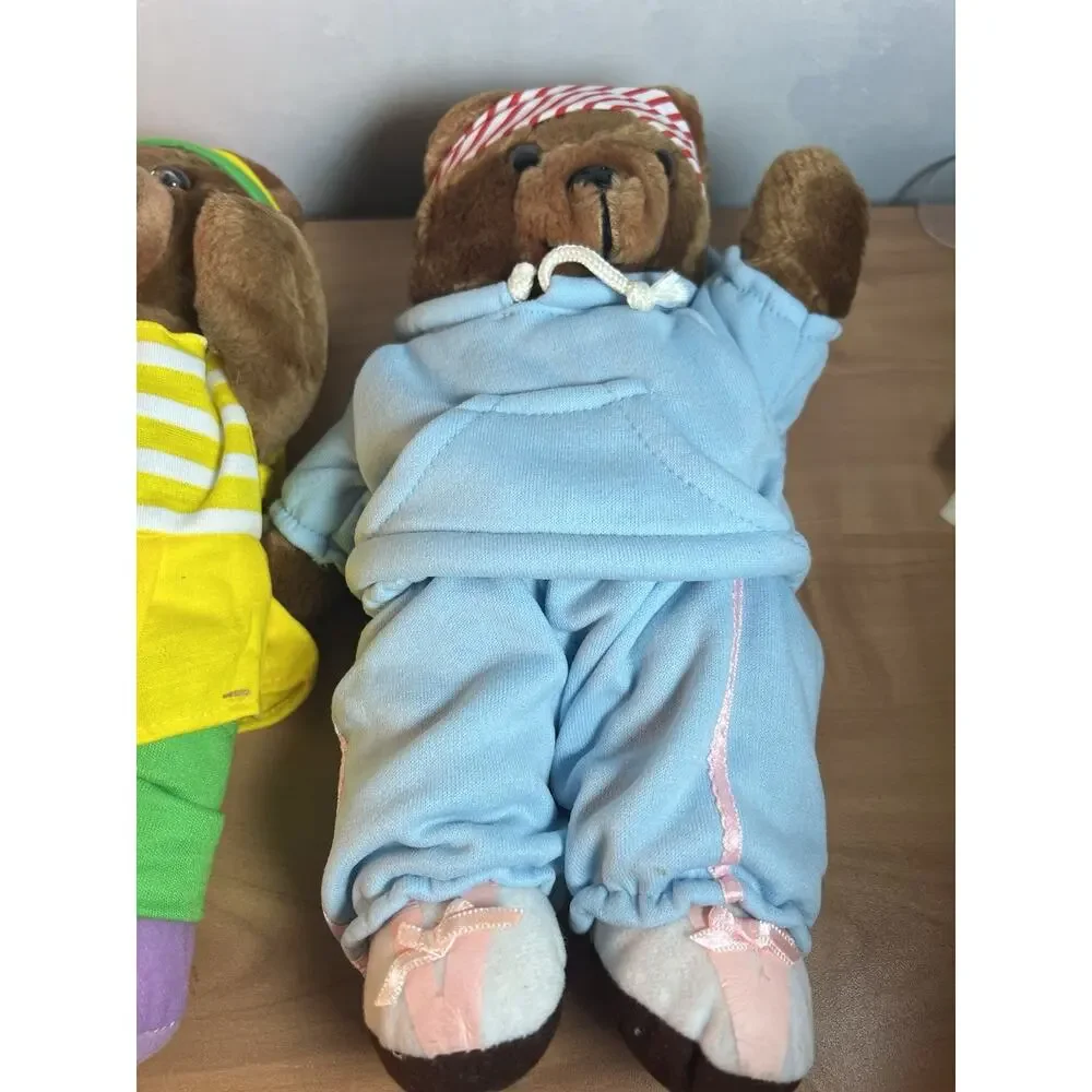 Two Teddy Bears Vintage 80s Workout Aerobic Clothes 11”